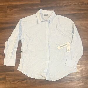 Unisex Cotton Light Blue Button-Up Shirt Large